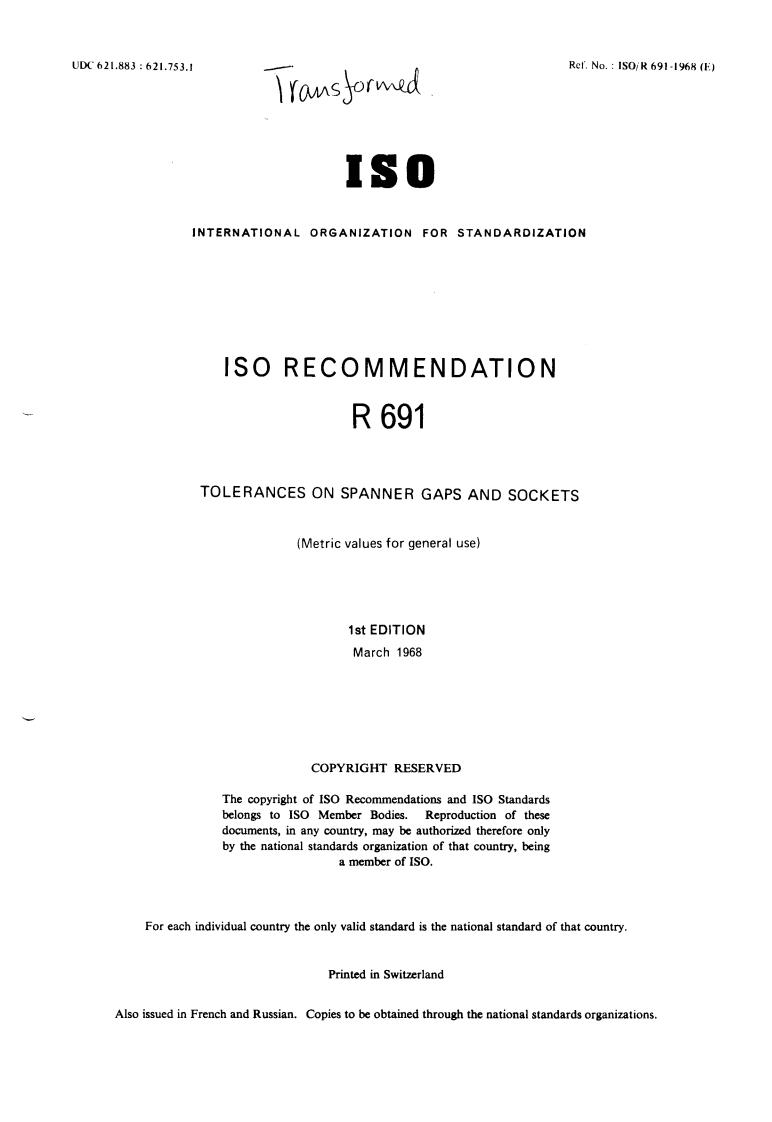 ISO/R 691:1969 - Title missing - Legacy paper document
Released:1/1/1969