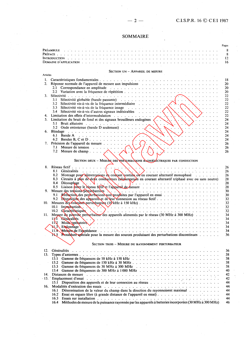 CISPR 16:1987 CISPR 16:1987 - CISPR specification for radio interference measuring apparatus and measurement methods
Released:1/1/1987 - Page 4 preview