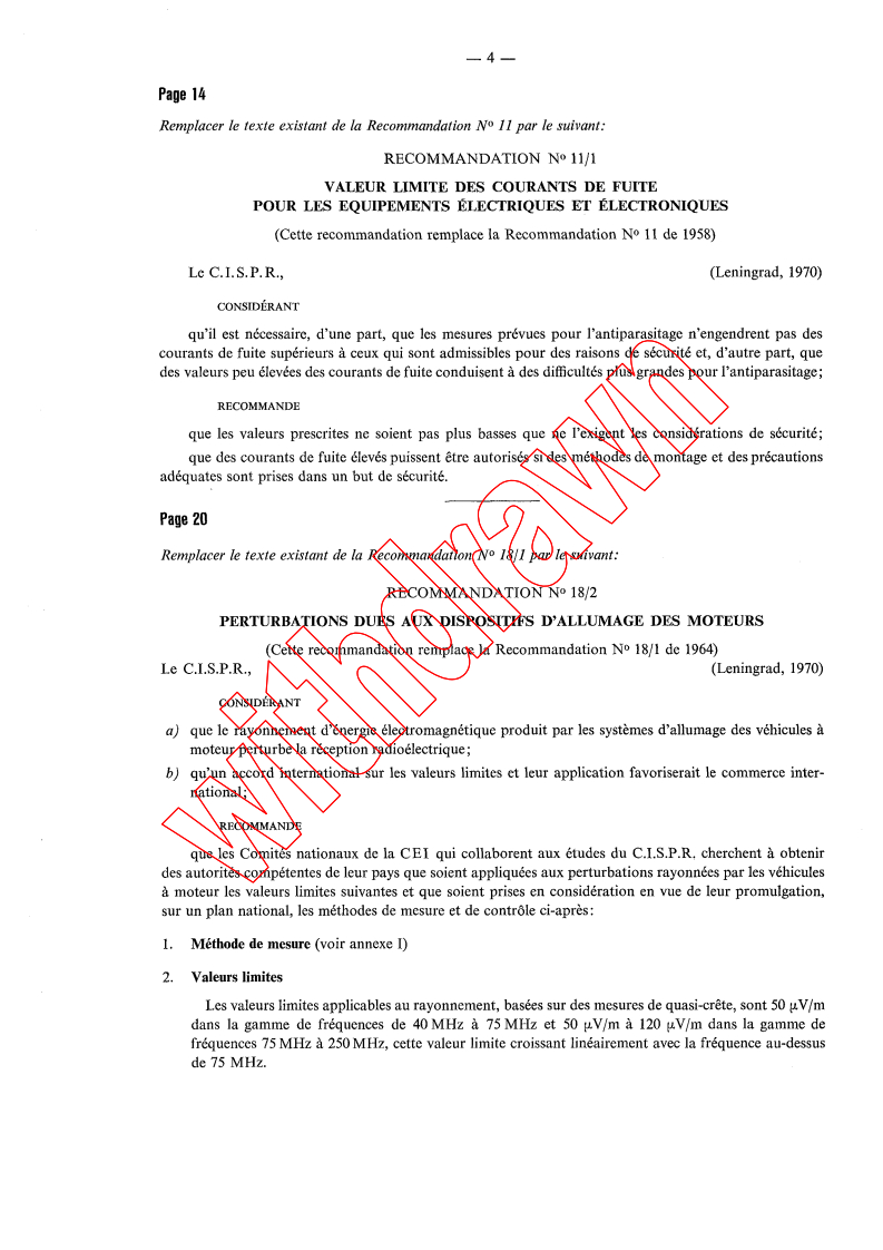 CISPR 7:1969/AMD1:1973 CISPR 7:1969/AMD1:1973 - Amendment 1 - Recommendations of the CISPR
Released:6/1/1973 - Page 4 preview
