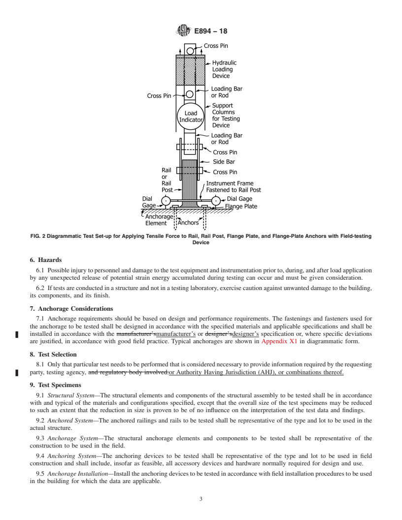 REDLINE ASTM E894-18 - Standard Test Method for Anchorage of Permanent Metal Railing Systems and Rails for  Buildings