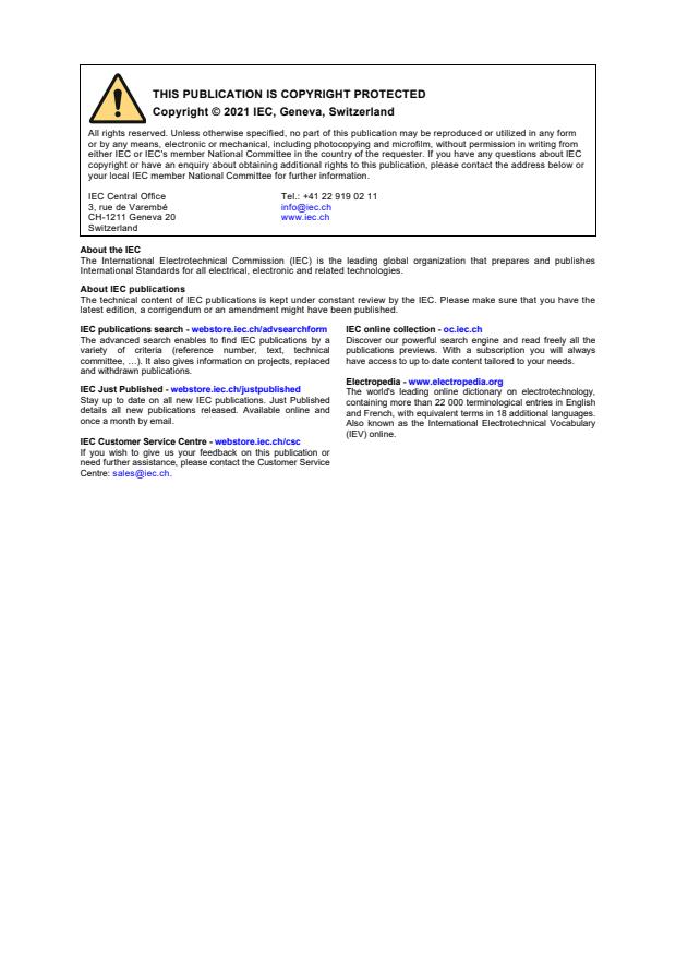 IEC 62990-2:2021 IEC 62990-2:2021 - Workplace atmospheres - Part 2: Gas detectors - Selection, installation, use and maintenance of detectors for toxic gases and vapours - Page 2 preview