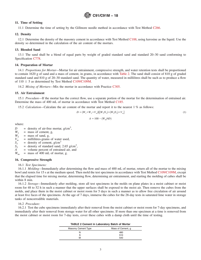 REDLINE ASTM C91/C91M-18 - Standard Specification for  Masonry Cement