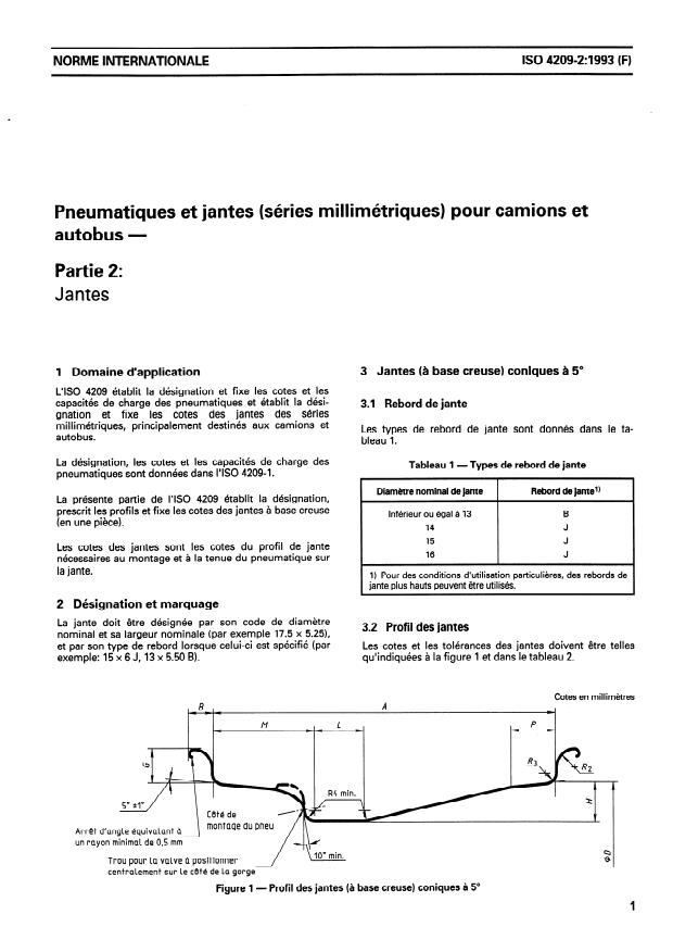 ISO 4209-2:1993 - Pneumatiques et jantes (séries millimétriques) pour camions et autobus