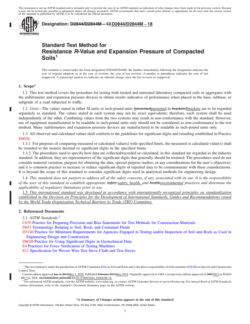 REDLINE ASTM D2844/D2844M-18 - Standard Test Method for Resistance <emph type="bdit">R</emph>-Value and Expansion Pressure  of Compacted Soils