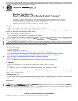 ASTM D1505-18 REDLINE ASTM D1505-18 - Standard Test Method for Density of Plastics by the Density-Gradient Technique - Page 1 preview