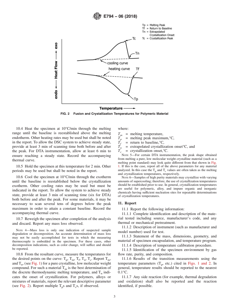 ASTM E794-06(2018) - Standard Test Method for  Melting And Crystallization Temperatures By Thermal Analysis