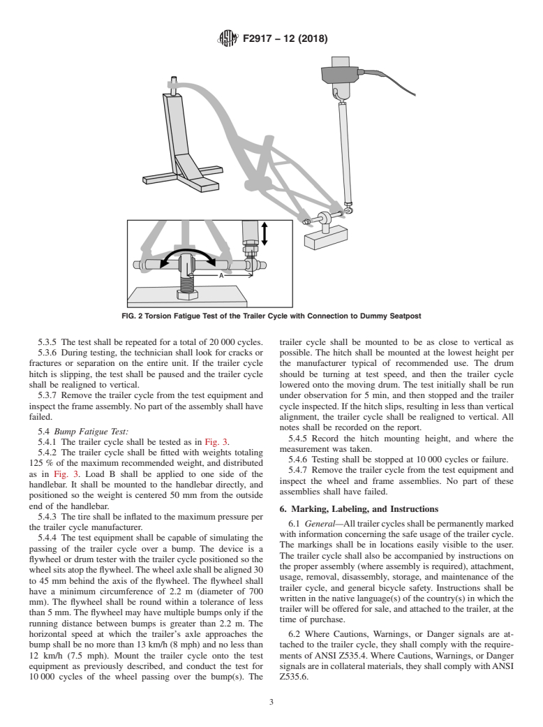 ASTM F2917-12(2018) - Standard Specification for  Bicycle Trailer Cycles Designed for Human Passengers