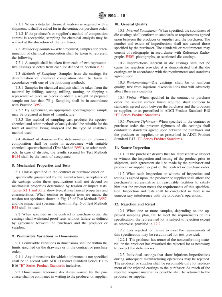 ASTM B94-18 - Standard Specification for  Magnesium-Alloy Die Castings