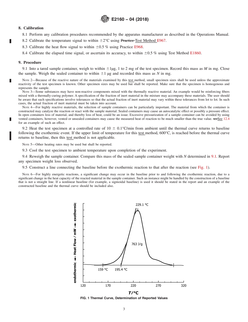 REDLINE ASTM E2160-04(2018) - Standard Test Method for Heat of Reaction of Thermally Reactive Materials by Differential  Scanning Calorimetry