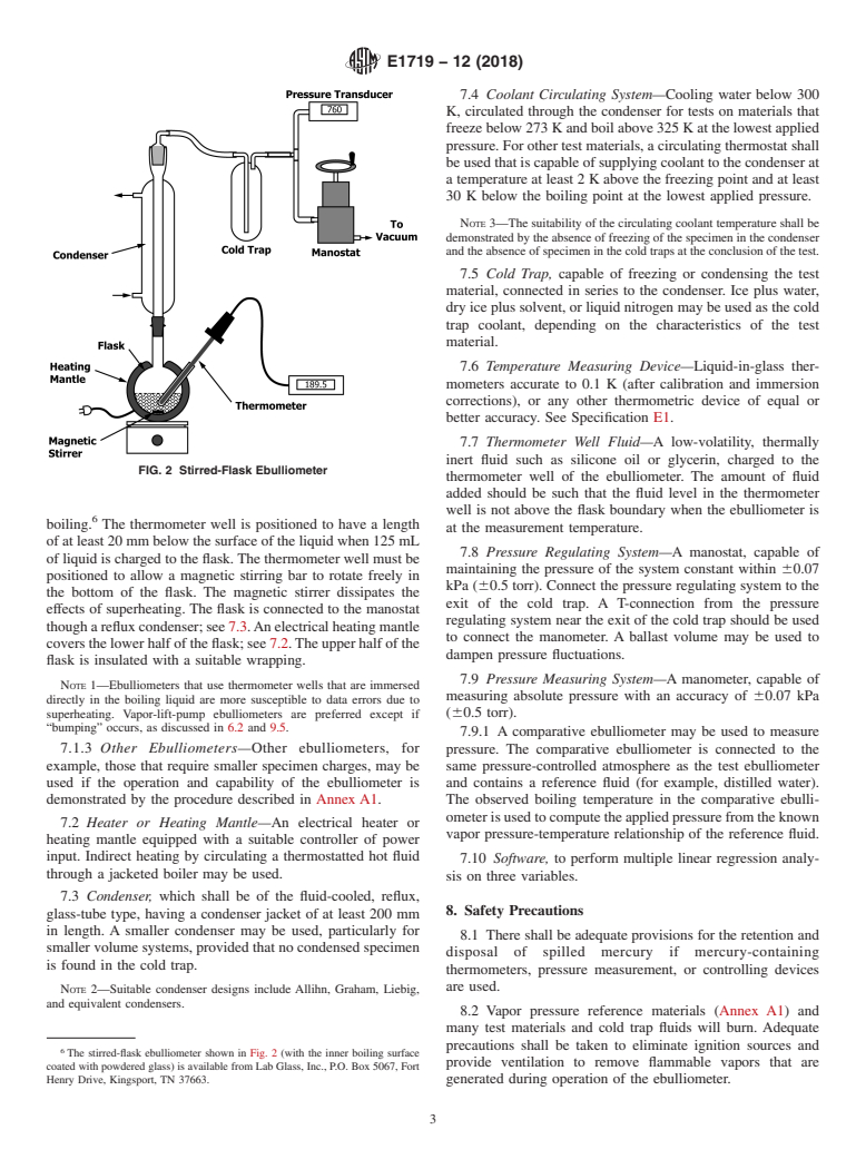 ASTM E1719-12(2018) - Standard Test Method for  Vapor Pressure of Liquids by Ebulliometry (Withdrawn 2023)