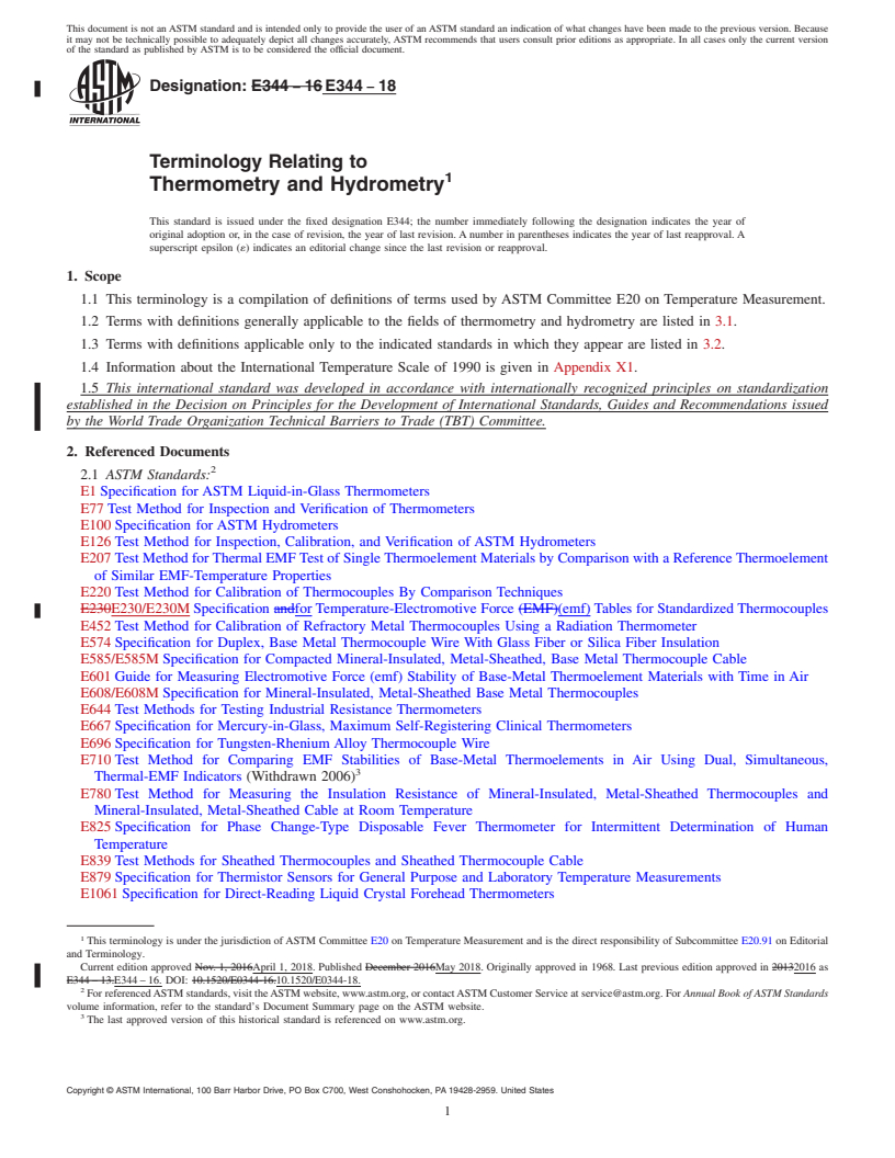 REDLINE ASTM E344-18 - Terminology Relating to  Thermometry and Hydrometry