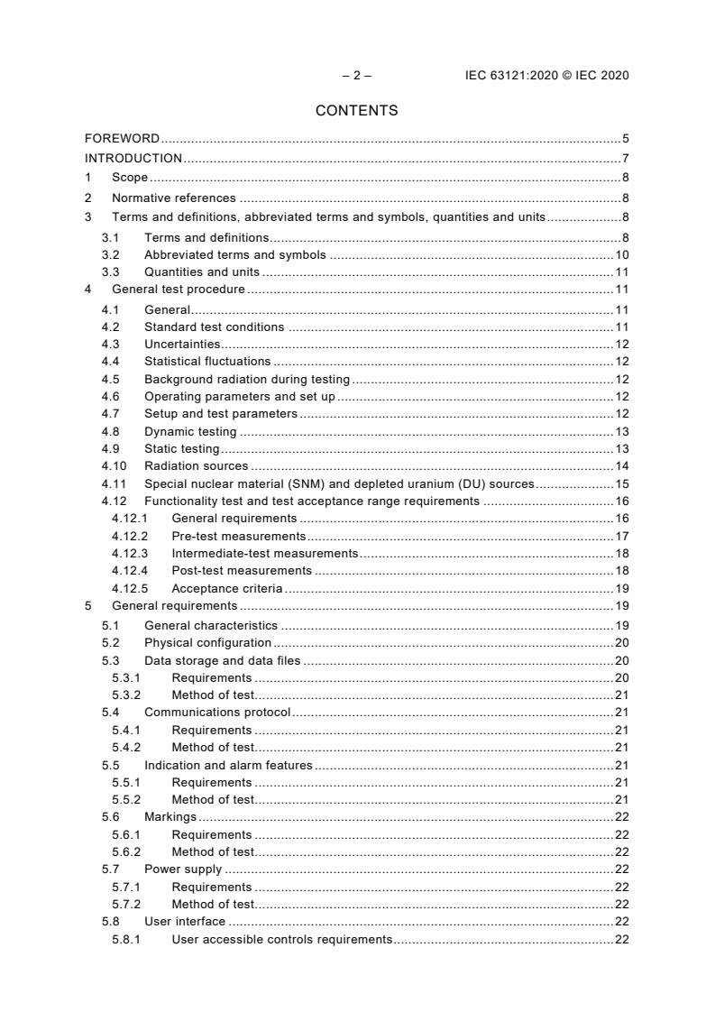 IEC 63121:2020 IEC 63121:2020 - Radiation protection instrumentation - Vehicle-mounted mobile systems for the detection of illicit trafficking of radioactive materials - Page 4 preview