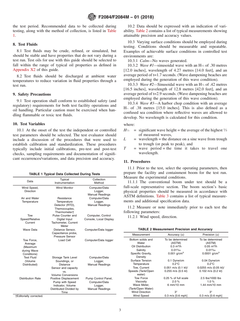 ASTM F2084/F2084M-01(2018) - Standard Guide for  Collecting Containment Boom Performance Data in Controlled  Environments