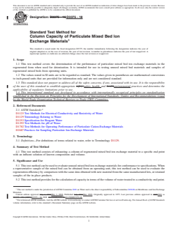 ASTM D3375-18 REDLINE ASTM D3375-18 - Standard Test Method for Column Capacity of Particulate Mixed Bed Ion<brk/>Exchange Materials - Page 1 preview