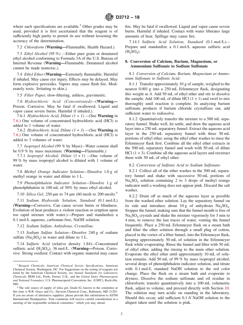 ASTM D3712-18 - Standard Test Method of  Analysis of Oil-Soluble Sulfonates by Liquid Chromatography