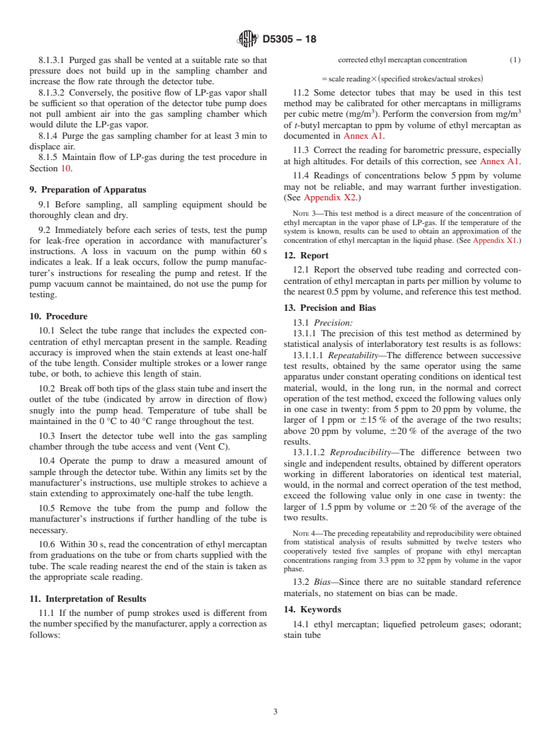 ASTM D5305-18 - Standard Test Method for Determination of Ethyl Mercaptan in LP-Gas Vapor