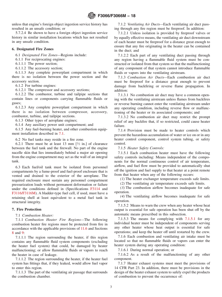 ASTM F3066/F3066M-18 - Standard Specification for Aircraft Powerplant Installation Hazard Mitigation