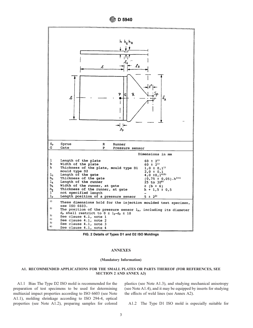 ASTM D5940-96 - Standard Test Method for Injection Moulding of Test Specimens of Thermoplatic Materials-Plates (Withdrawn 1998)