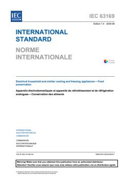 IEC 63169:2020 - Electrical household and similar cooling and freezing appliances - Food preservation - Page 3 preview