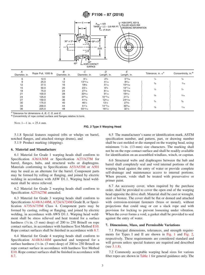 ASTM F1106-87(2018) - Standard Specification for  Warping Heads, Rope Handling (Gypsy Head, Capstan Head)