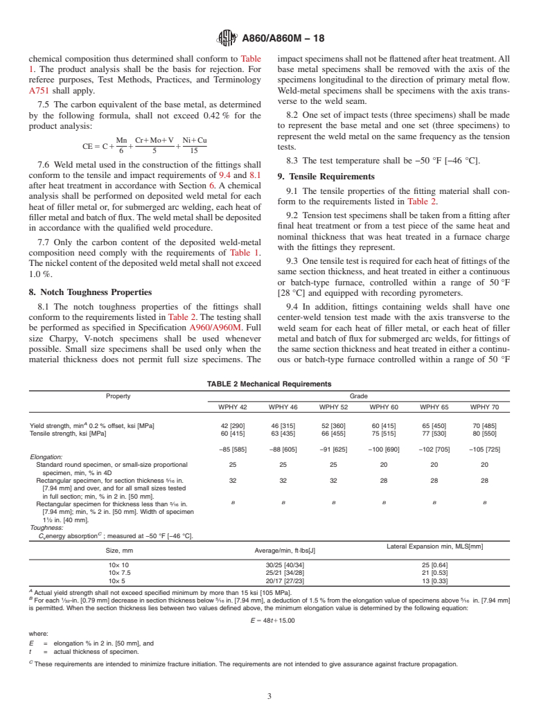 ASTM A860/A860M-18 - Standard Specification for  Wrought High-Strength Ferritic Steel Butt-Welding Fittings