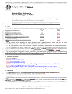 ASTM D888-18 REDLINE ASTM D888-18 - Standard Test Methods for Dissolved Oxygen in Water - Page 1 preview
