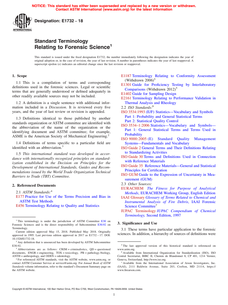 ASTM E1732-18 - Standard Terminology  Relating to Forensic Science