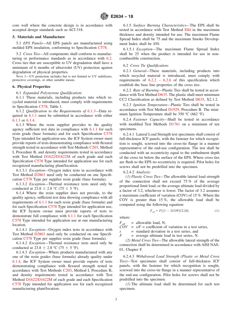 ASTM E2634-18 - Standard Specification for Flat Wall Insulating Concrete Form (ICF) Systems