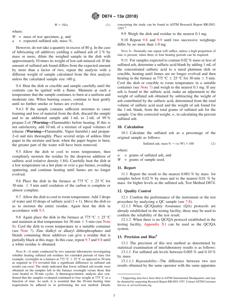 ASTM D874-13a(2018) - Standard Test Method for Sulfated Ash from Lubricating Oils and Additives