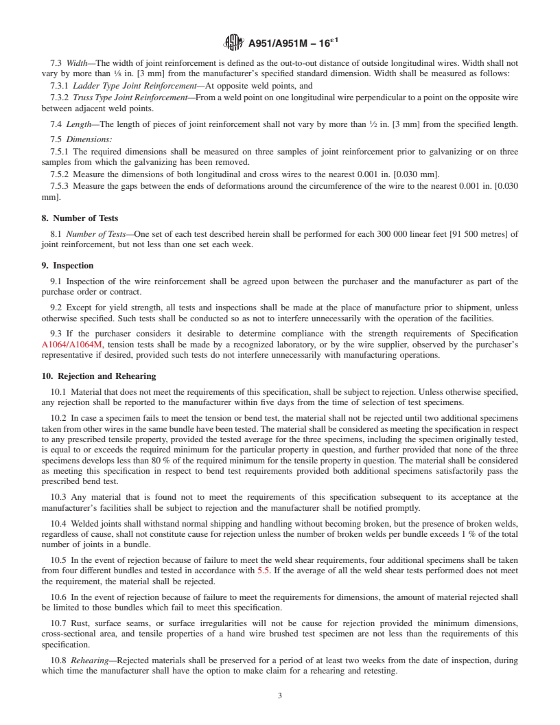 REDLINE ASTM A951/A951M-16e1 - Standard Specification for  Steel Wire for Masonry Joint Reinforcement