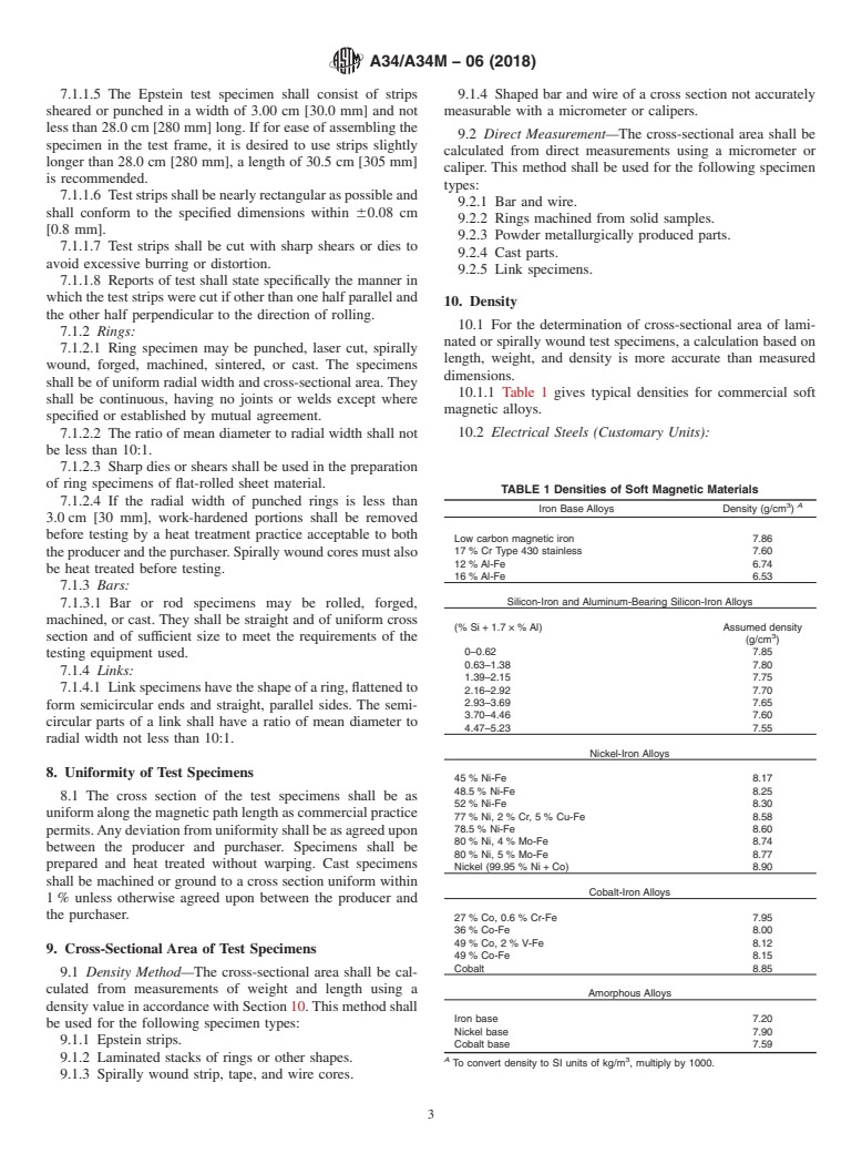 ASTM A34/A34M-06(2018) - Standard Practice for  Sampling and Procurement Testing of Magnetic Materials