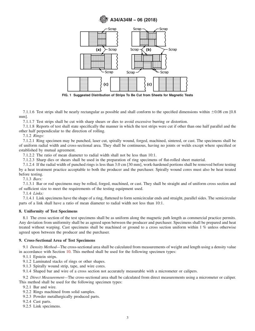 REDLINE ASTM A34/A34M-06(2018) - Standard Practice for  Sampling and Procurement Testing of Magnetic Materials