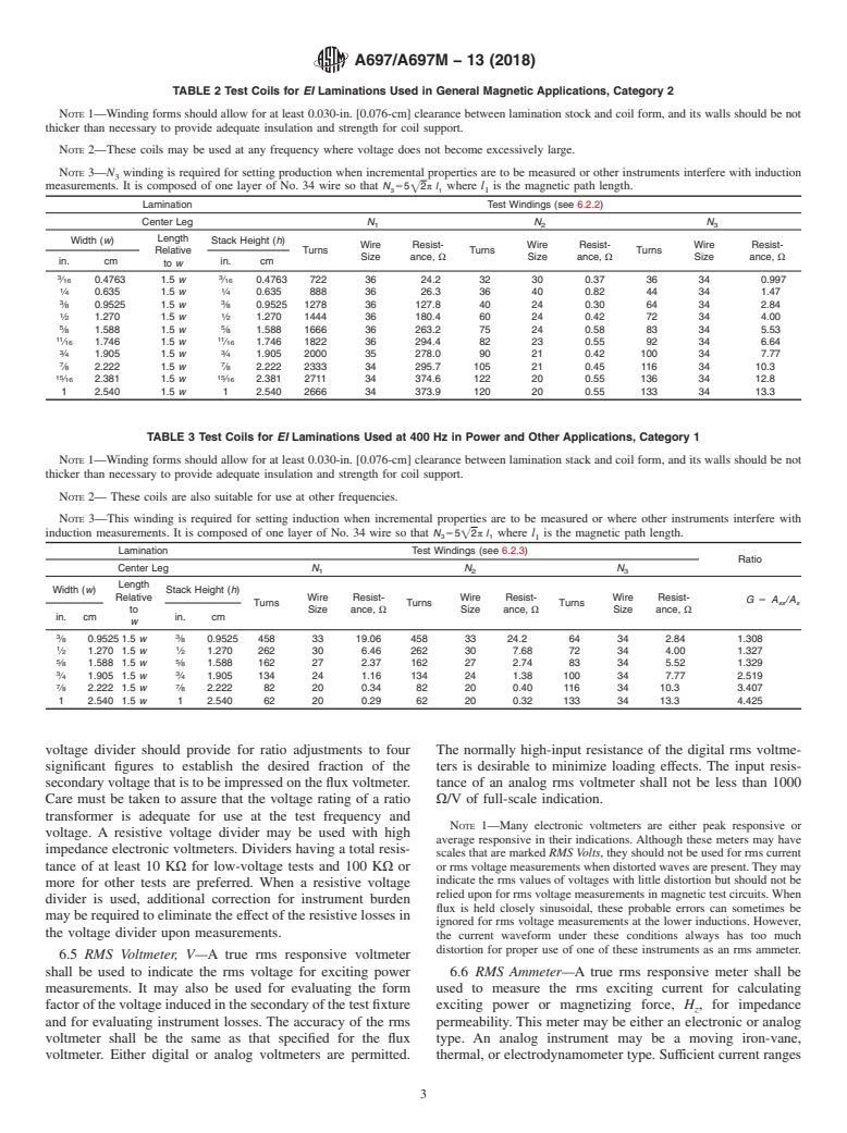 ASTM A697/A697M-13(2018) - Standard Test Method for  Alternating Current Magnetic Properties of Laminated Core Specimen   Using Voltmeter-Ammeter-Wattmeter Methods