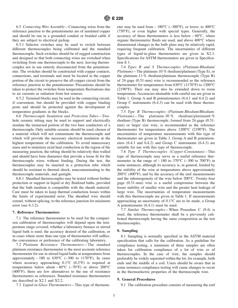 ASTM E220-86(1996)e1 - Standard Test Method for Calibration of Thermocouples By Comparison Techniques