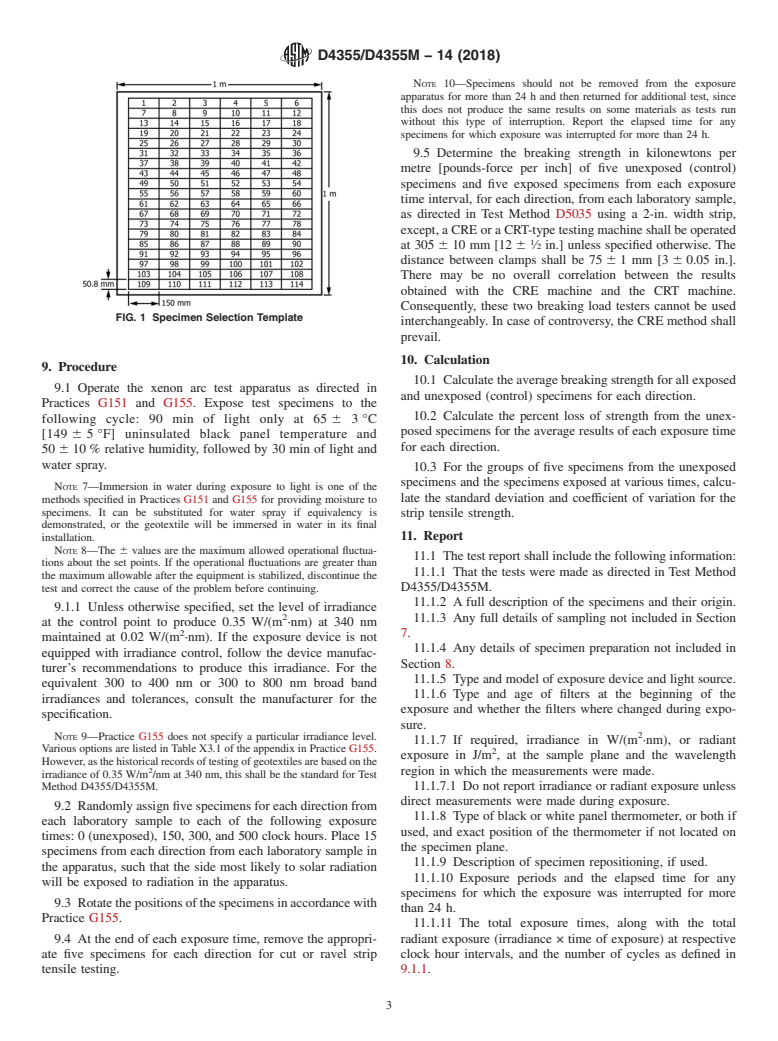 ASTM D4355/D4355M-14(2018) - Standard Test Method for Deterioration of Geotextiles by Exposure to Light, Moisture  and Heat in a Xenon Arc-Type Apparatus