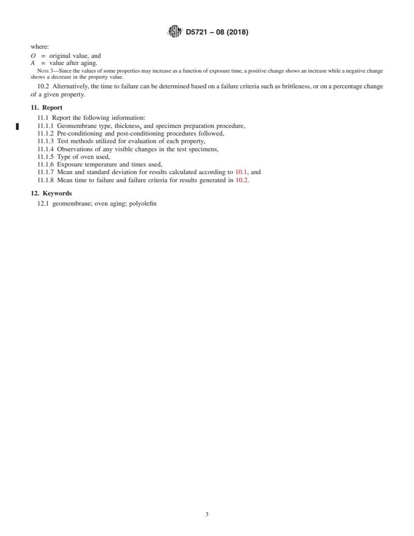 REDLINE ASTM D5721-08(2018) - Standard Practice for  Air-Oven Aging of Polyolefin Geomembranes