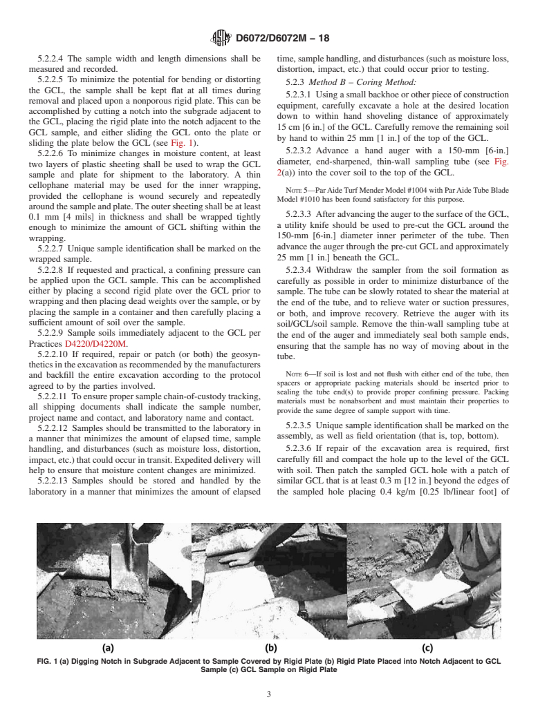 ASTM D6072/D6072M-18 - Standard Practice for Obtaining Samples of Geosynthetic Clay Liners