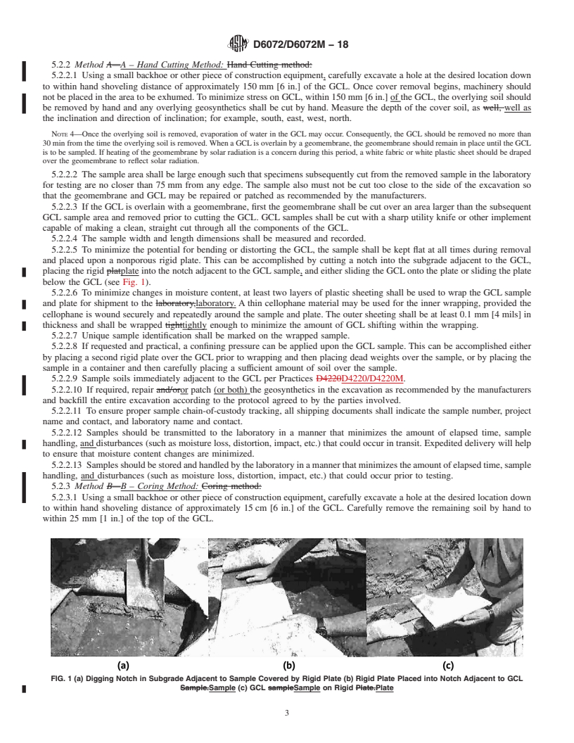 REDLINE ASTM D6072/D6072M-18 - Standard Practice for Obtaining Samples of Geosynthetic Clay Liners