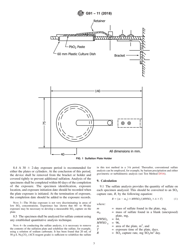 ASTM G91-11(2018) - Standard Practice for  Monitoring Atmospheric SO<inf>2</inf> Deposition Rate for Atmospheric  Corrosivity Evaluation