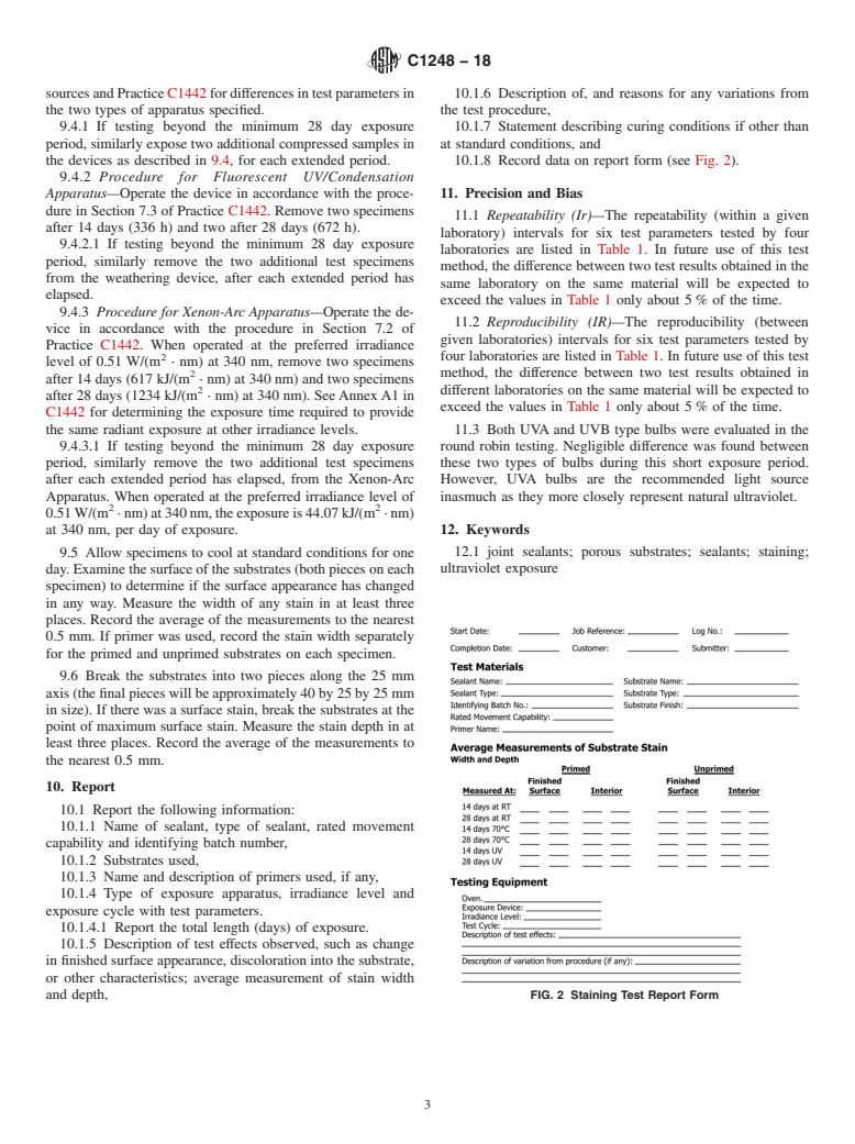 ASTM C1248-18 - Standard Test Method for  Staining of Porous Substrate by Joint Sealants