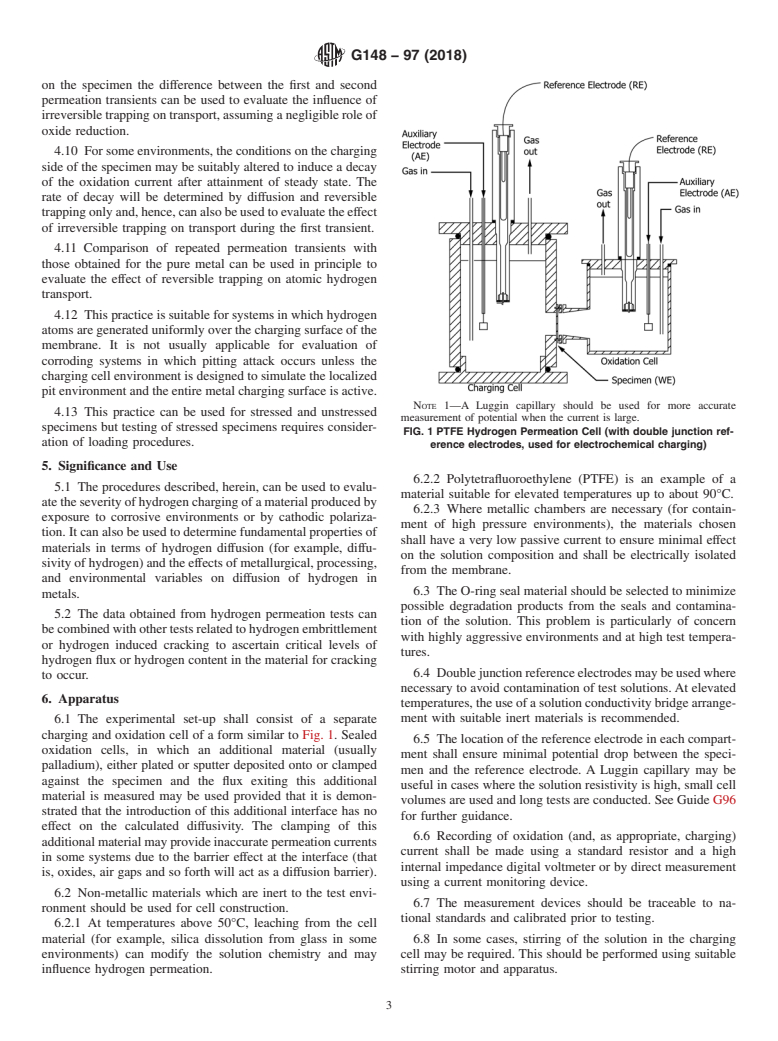 ASTM G148-97(2018) - Standard Practice for  Evaluation of Hydrogen Uptake, Permeation, and Transport in  Metals by an Electrochemical Technique