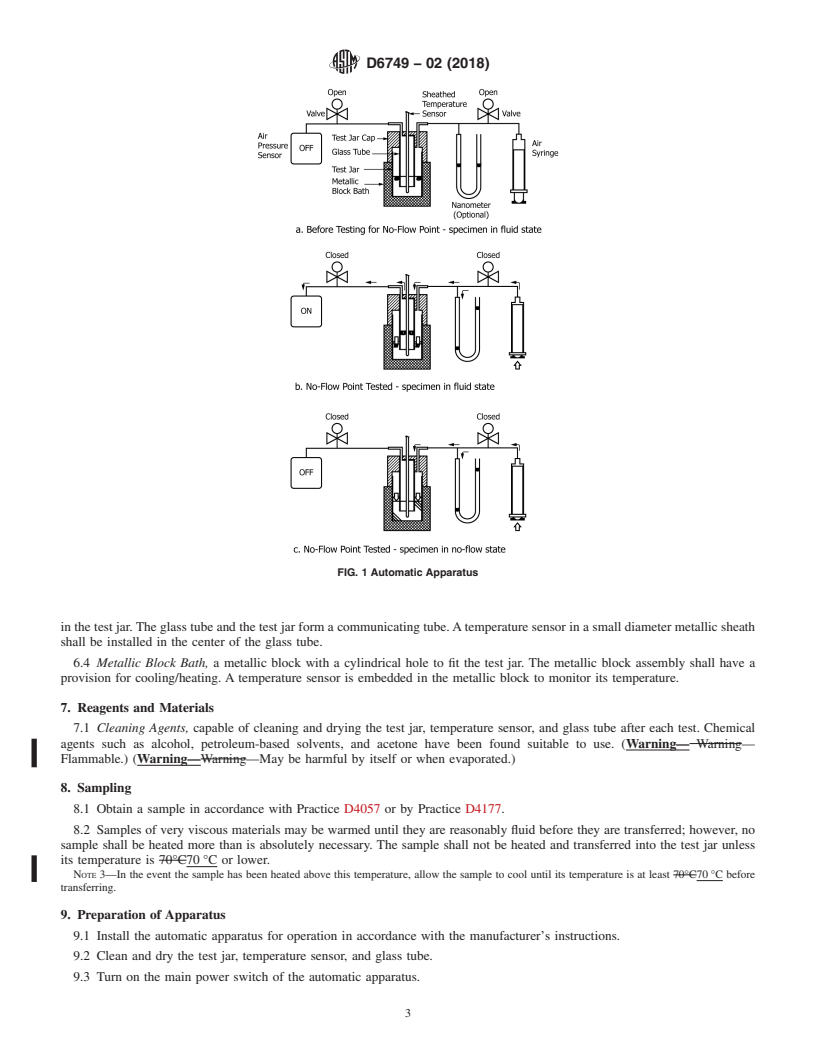 REDLINE ASTM D6749-02(2018) - Standard Test Method for  Pour Point of Petroleum Products (Automatic Air Pressure Method)