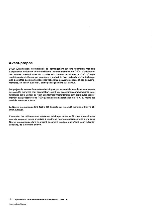ISO 4228:1986 ISO 4228:1986 - Outils de manoeuvre pour vis et écrous -- Entraînement a cannelures pour douilles machines - Page 2 preview