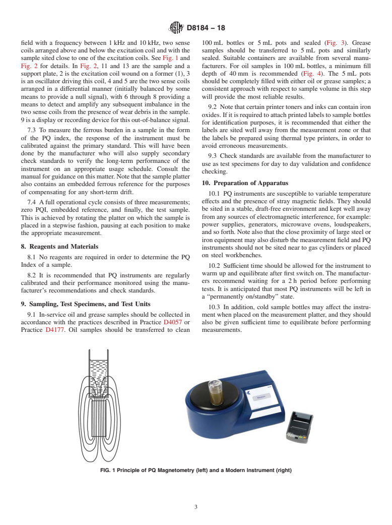 ASTM D8184-18 - Standard Test Method for Ferrous Wear Debris Monitoring in In-Service Fluids Using a  Particle Quantifier Instrument