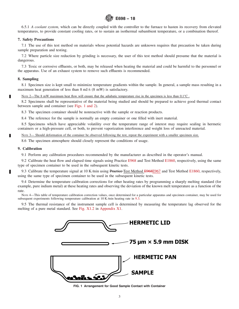 REDLINE ASTM E698-18 - Standard Test Method for  Kinetic Parameters for Thermally Unstable Materials Using Differential  Scanning Calorimetry and the Flynn/Wall/Ozawa Method