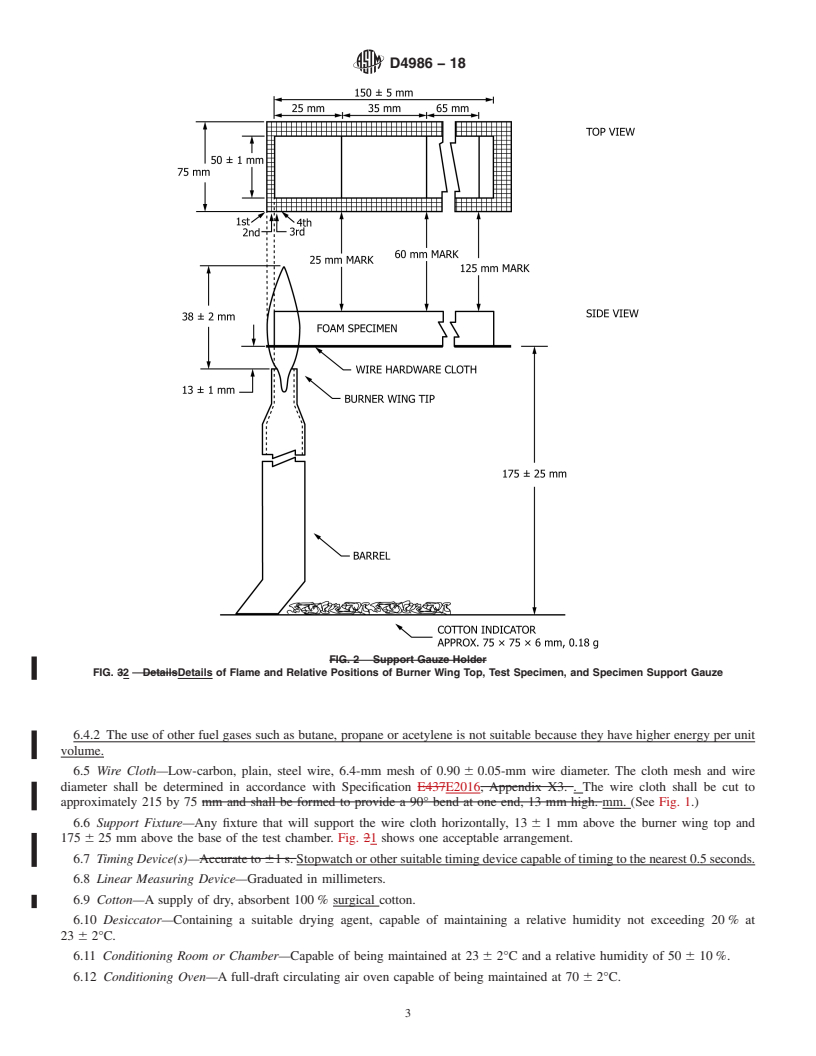 REDLINE ASTM D4986-18 - Standard Test Method for  Horizontal Burning Characteristics of Cellular Polymeric Materials