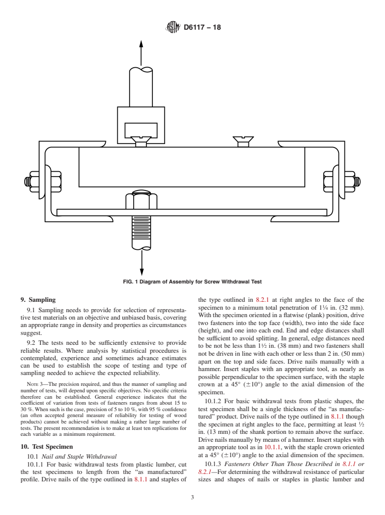 ASTM D6117-18 - Standard Test Methods for Mechanical Fasteners in Plastic Lumber and Shapes