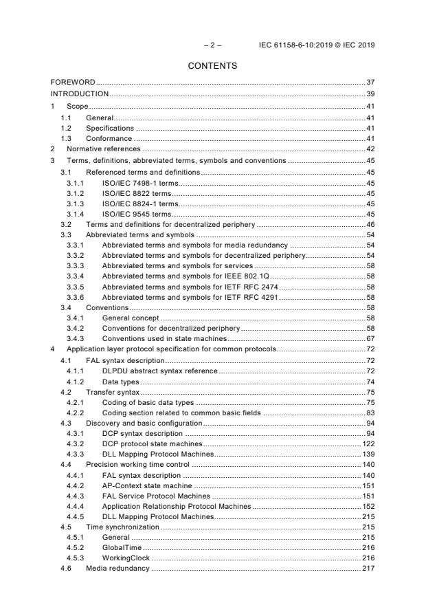 IEC 61158-6-10:2019 IEC 61158-6-10:2019 - Industrial communication networks - Fieldbus specifications - Part 6-10: Application layer protocol specification - Type 10 elements - Page 4 preview