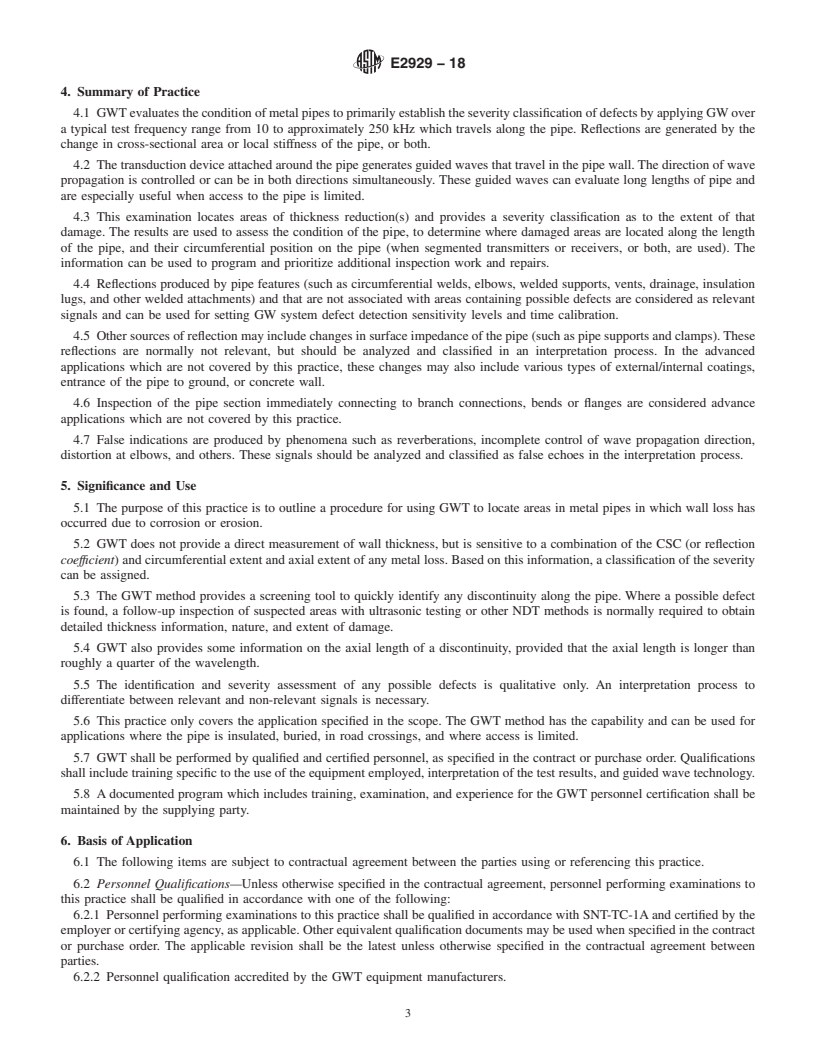 REDLINE ASTM E2929-18 - Standard Practice for Guided Wave Testing of Above Ground Steel Piping with Magnetostrictive  Transduction