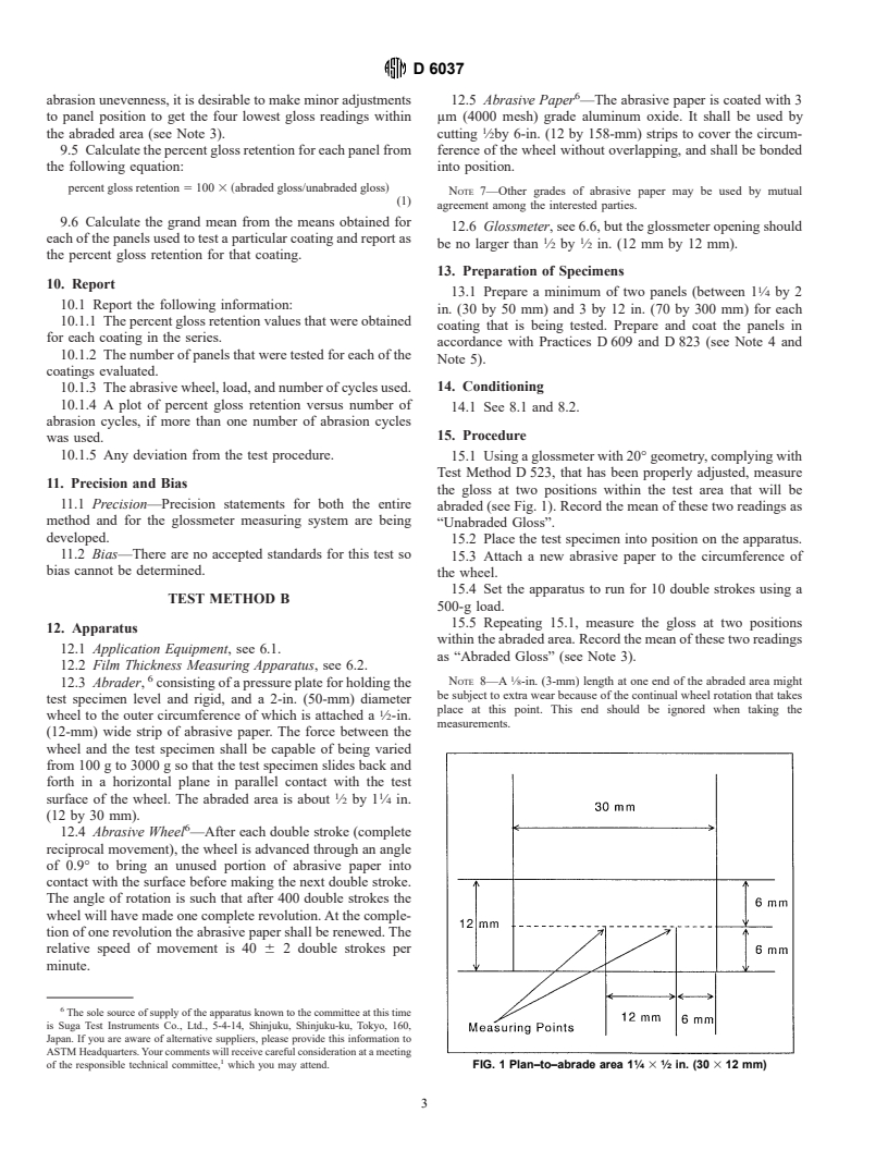 ASTM D6037-96 - Standard Test Methods for Dry Abrasion Mar Resistance of High Gloss Coatings